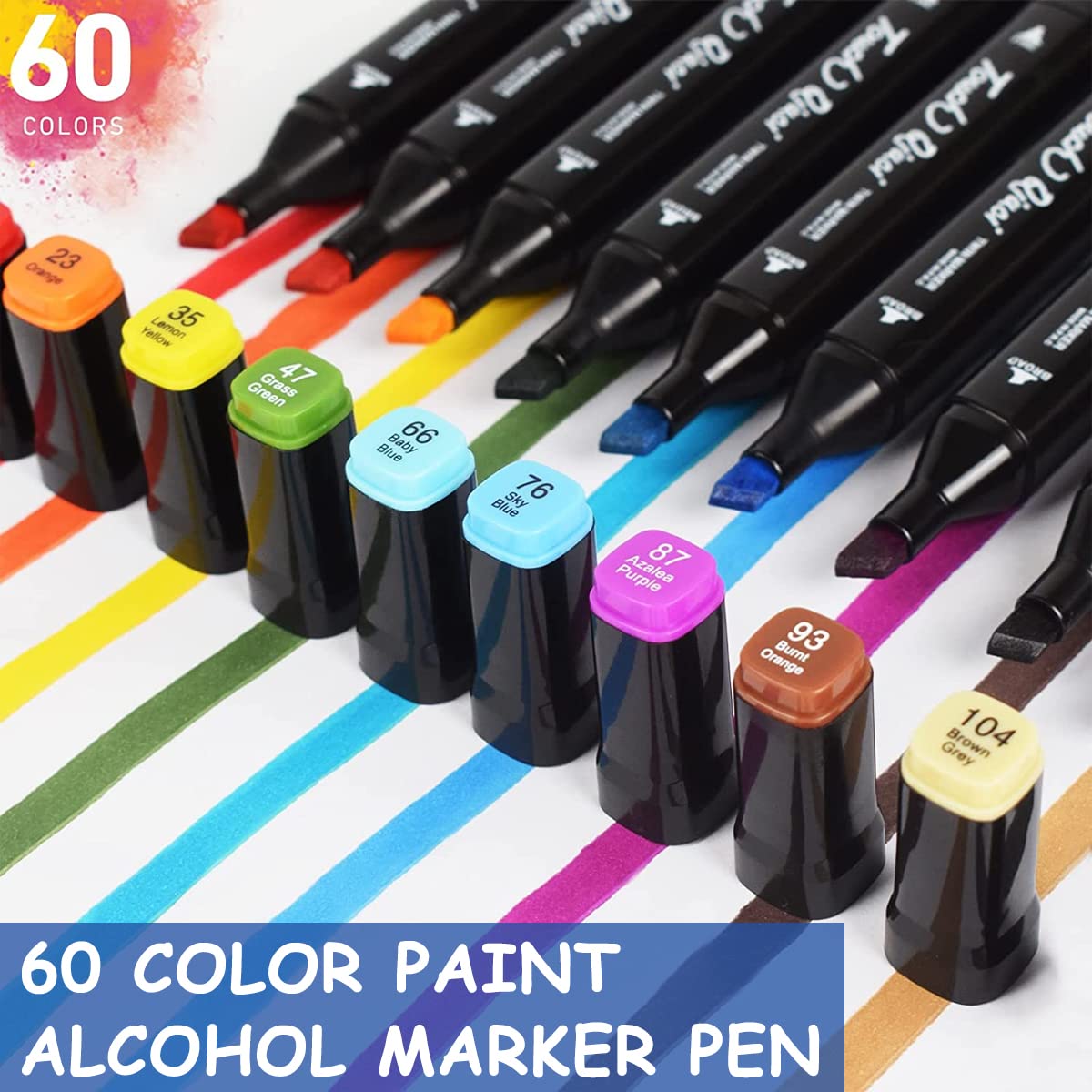 HASTHIP 60 Colors Alcohol Markers Pens,Dual Tip Twin Marker Pens Acrylic Marker Pens,Anime&Manga Colouring Pens With Carrying Case For Painting Sketching Calligraphy Drawing Graffiti Design,Black HASTHIP 60 Colors Alcohol Markers Pens,Dual Tip Twin Marker Pens Acrylic Marker Pens,Anime&Manga Colouring Pens With Carrying Case For Painting Sketching Calligraphy Drawing Graffiti Design,Black